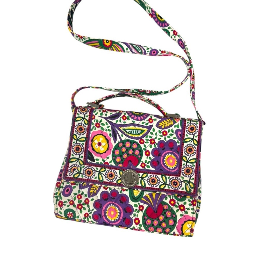 Vera Bradley Buttercup Julia Turnlock Crossbody Bag Purse Boho Wallet Floral - Picture 3 of 10